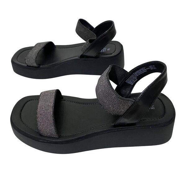 NOBO No Boundaries Womens Textured Strap Low Heel Platform Sandals 8.5 Black - Picture 3 of 8